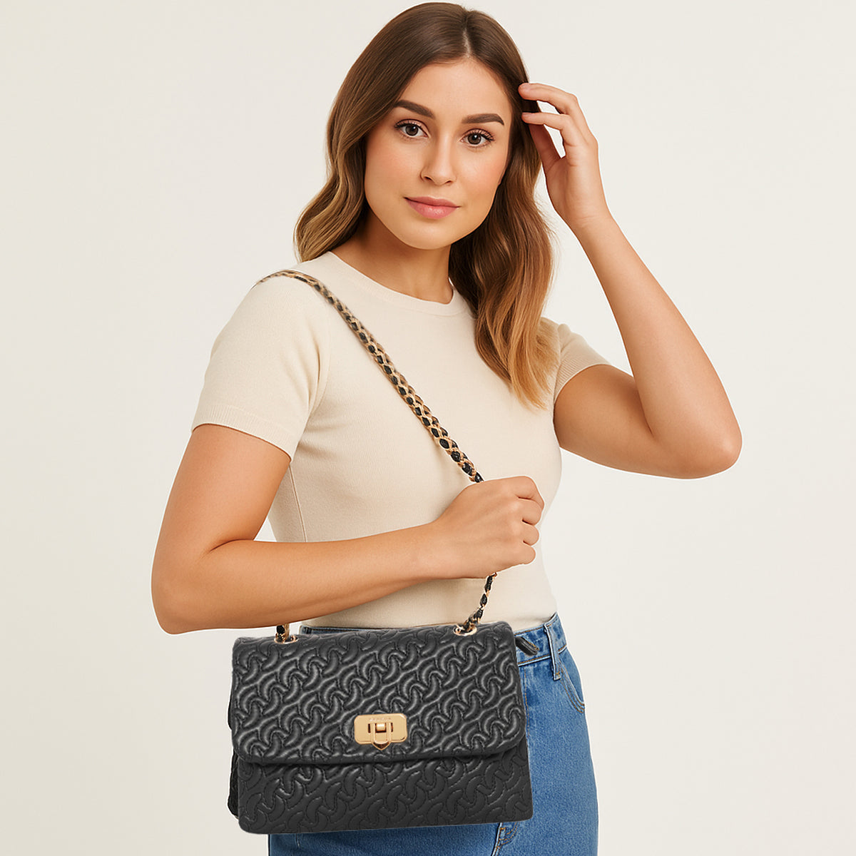 Classic Weave Flap Sling Bag
