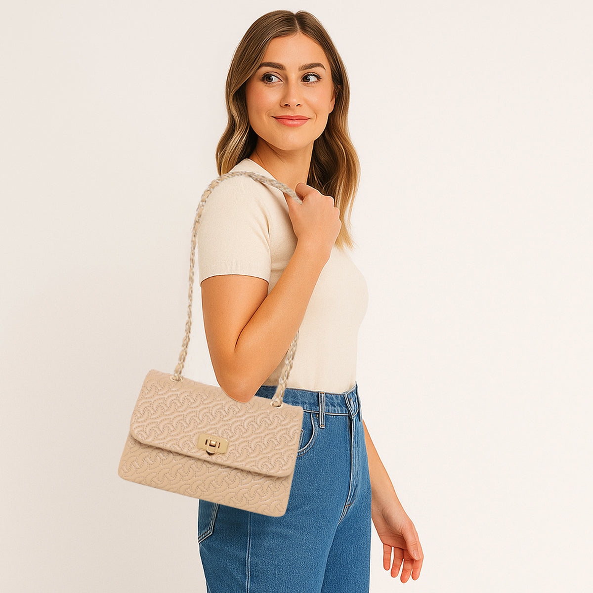 Classic Weave Flap Sling Bag