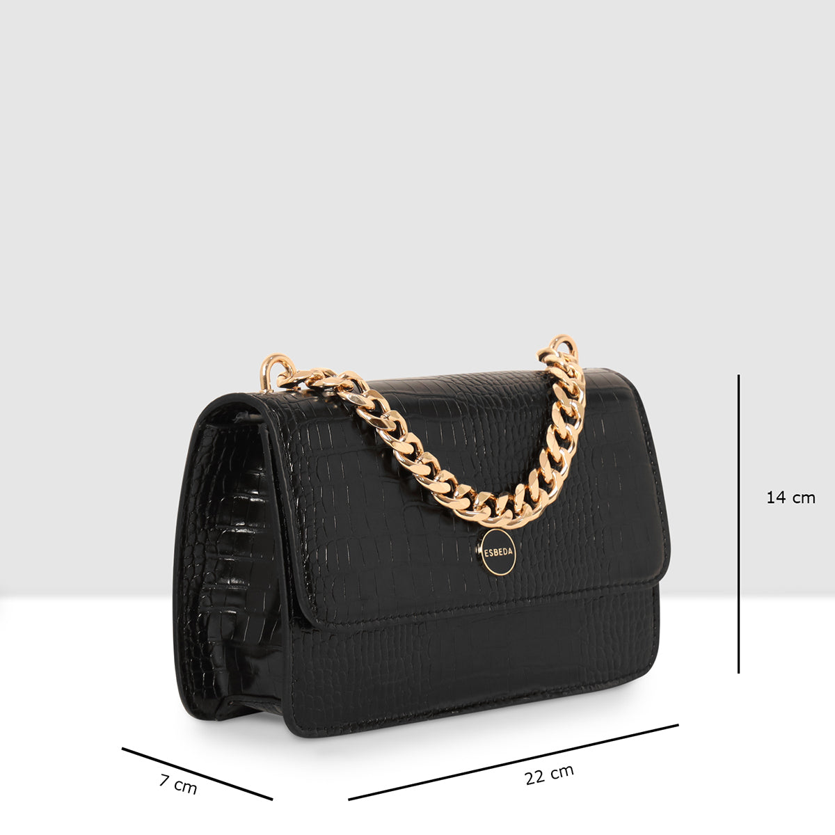 Embossed Croco Pattern Croc-Textured Chain Sling Bag For Womens Secondary image