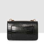 Embossed Croco Pattern Croc-Textured Chain Sling Bag For Womens