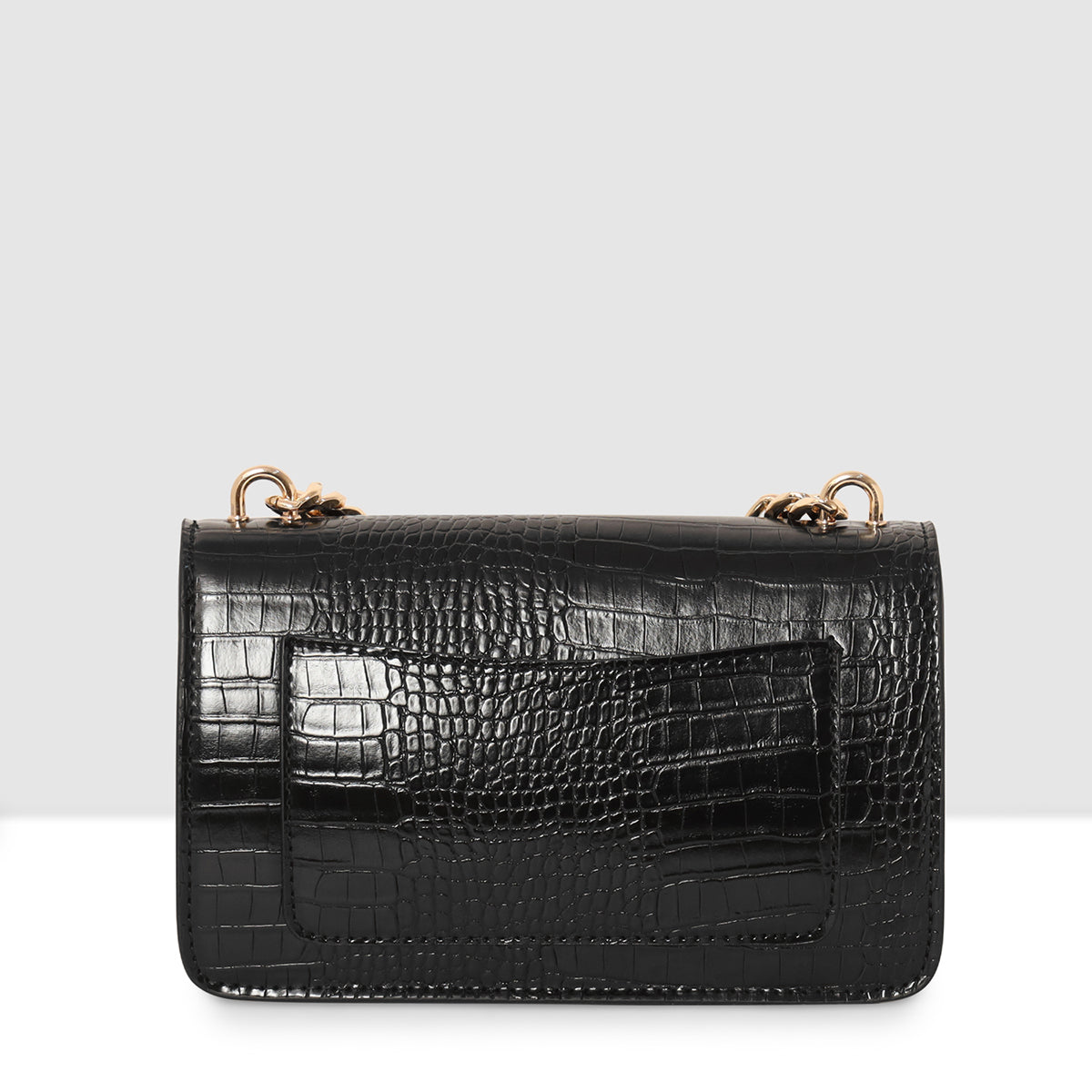Embossed Croco Pattern Croc-Textured Chain Sling Bag For Womens