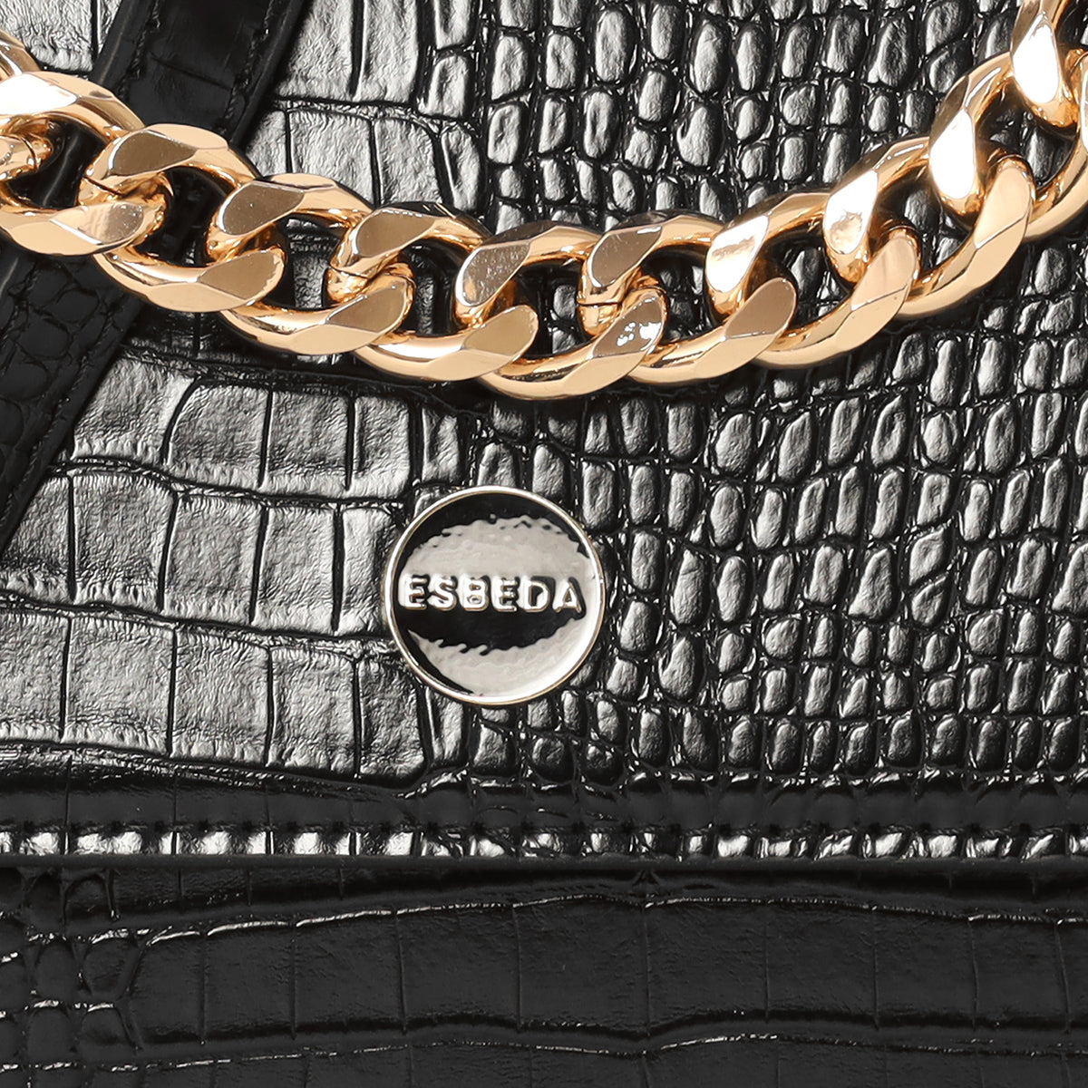 Embossed Croco Pattern Croc-Textured Chain Sling Bag For Womens