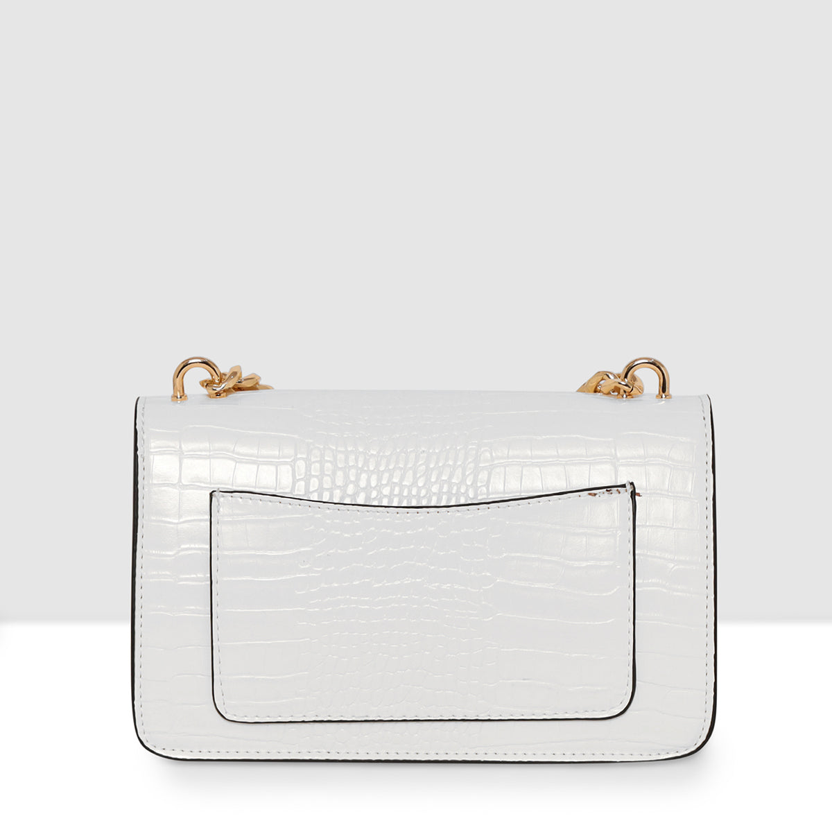 Embossed Croco Pattern Croc-Textured Chain Sling Bag For Womens