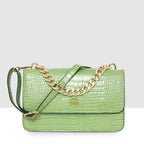 Embossed Croco Pattern Croc-Textured Chain Sling Bag For Womens
