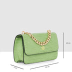 Embossed Croco Pattern Croc-Textured Chain Sling Bag For Womens