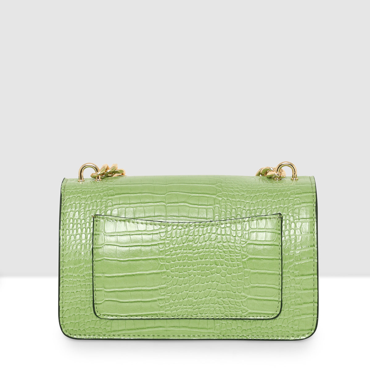 Embossed Croco Pattern Croc-Textured Chain Sling Bag For Womens