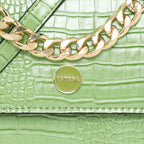 Embossed Croco Pattern Croc-Textured Chain Sling Bag For Womens