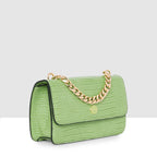 Embossed Croco Pattern Croc-Textured Chain Sling Bag For Womens