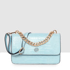 Embossed Croco Pattern Croc-Textured Chain Sling Bag For Womens