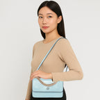 Embossed Croco Pattern Croc-Textured Chain Sling Bag For Womens