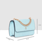 Embossed Croco Pattern Croc-Textured Chain Sling Bag For Womens