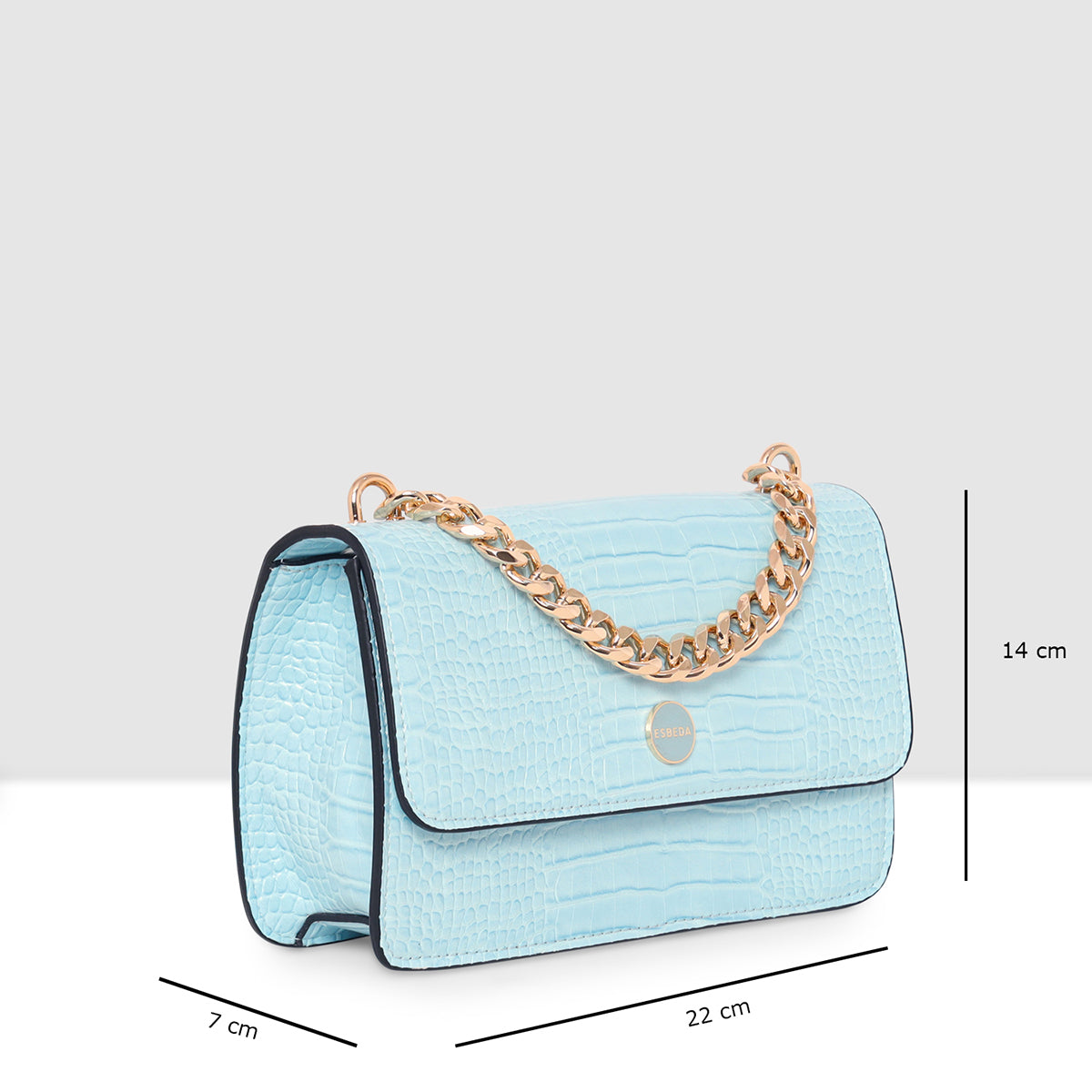 Embossed Croco Pattern Croc-Textured Chain Sling Bag For Womens