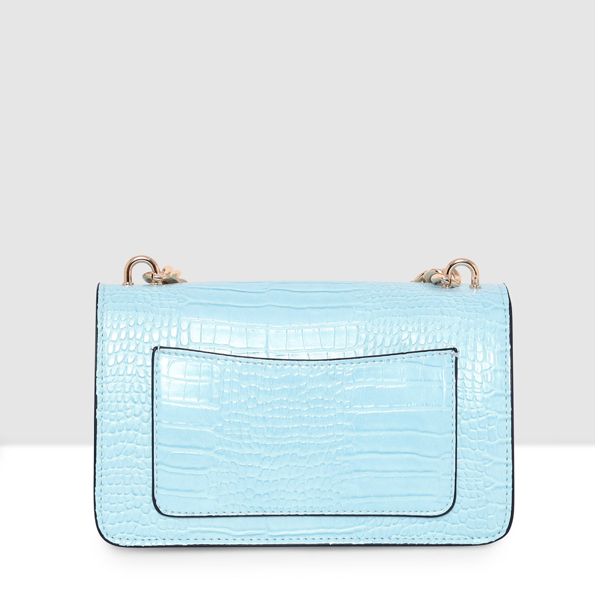 Embossed Croco Pattern Croc-Textured Chain Sling Bag For Womens