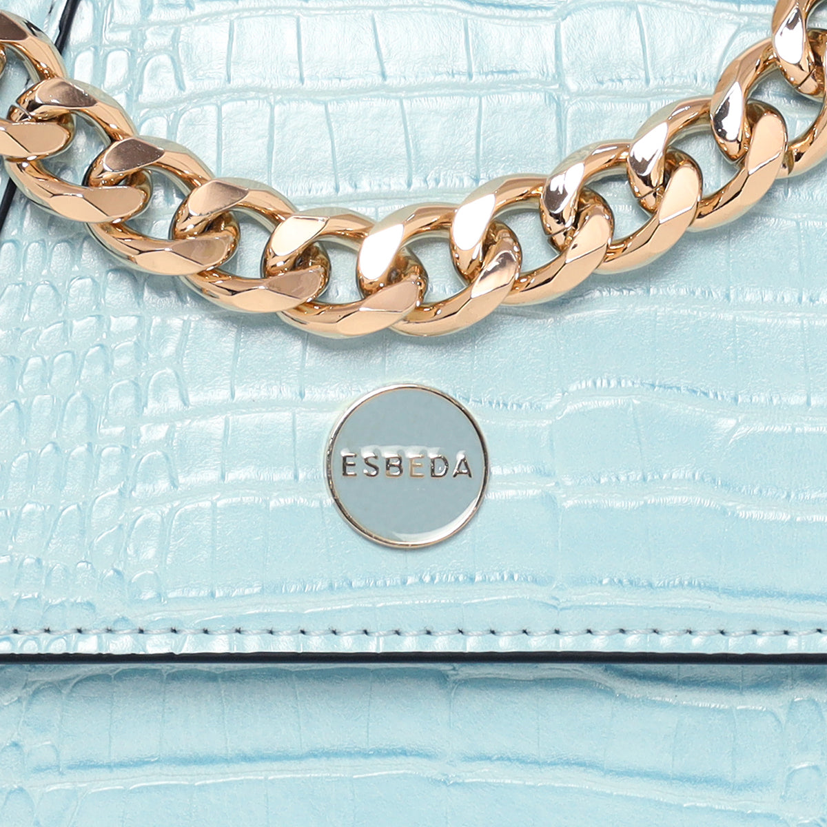 Embossed Croco Pattern Croc-Textured Chain Sling Bag For Womens