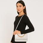Embossed Croco Pattern Croc-Textured Chain Sling Bag For Womens