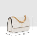 Embossed Croco Pattern Croc-Textured Chain Sling Bag For Womens