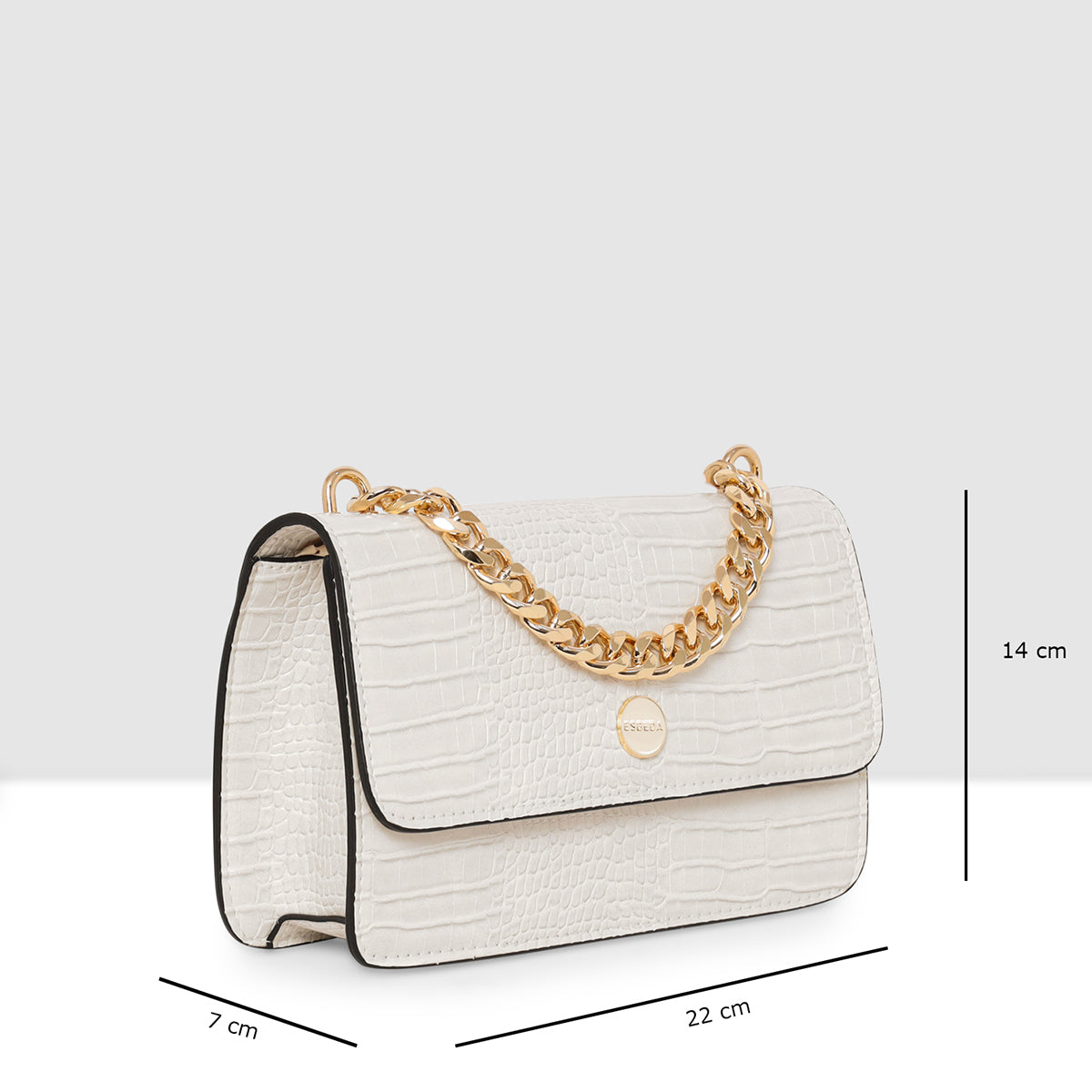 Embossed Croco Pattern Croc-Textured Chain Sling Bag For Womens
