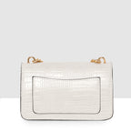 Embossed Croco Pattern Croc-Textured Chain Sling Bag For Womens
