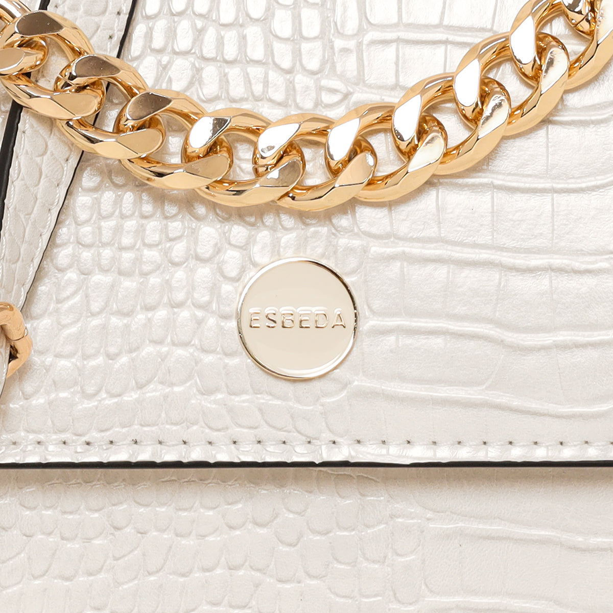 Embossed Croco Pattern Croc-Textured Chain Sling Bag For Womens