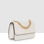 Embossed Croco Pattern Croc-Textured Chain Sling Bag For Womens