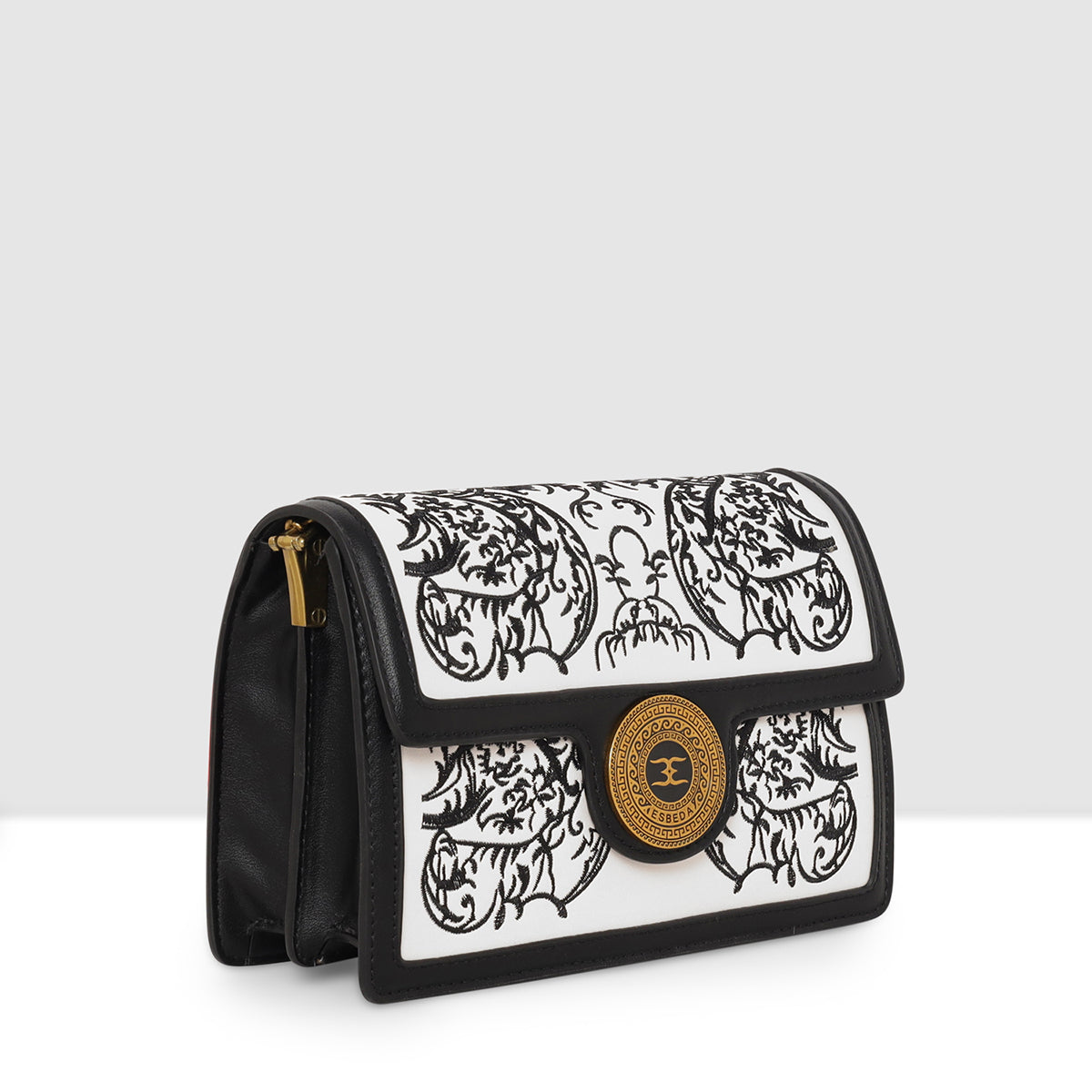 Monochrome  Embroidered Sling Bag For Womens