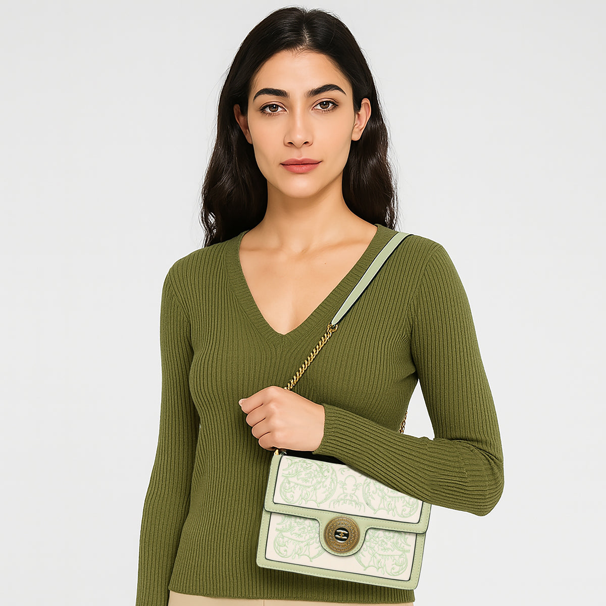 Monochrome  Embroidered Sling Bag For Womens