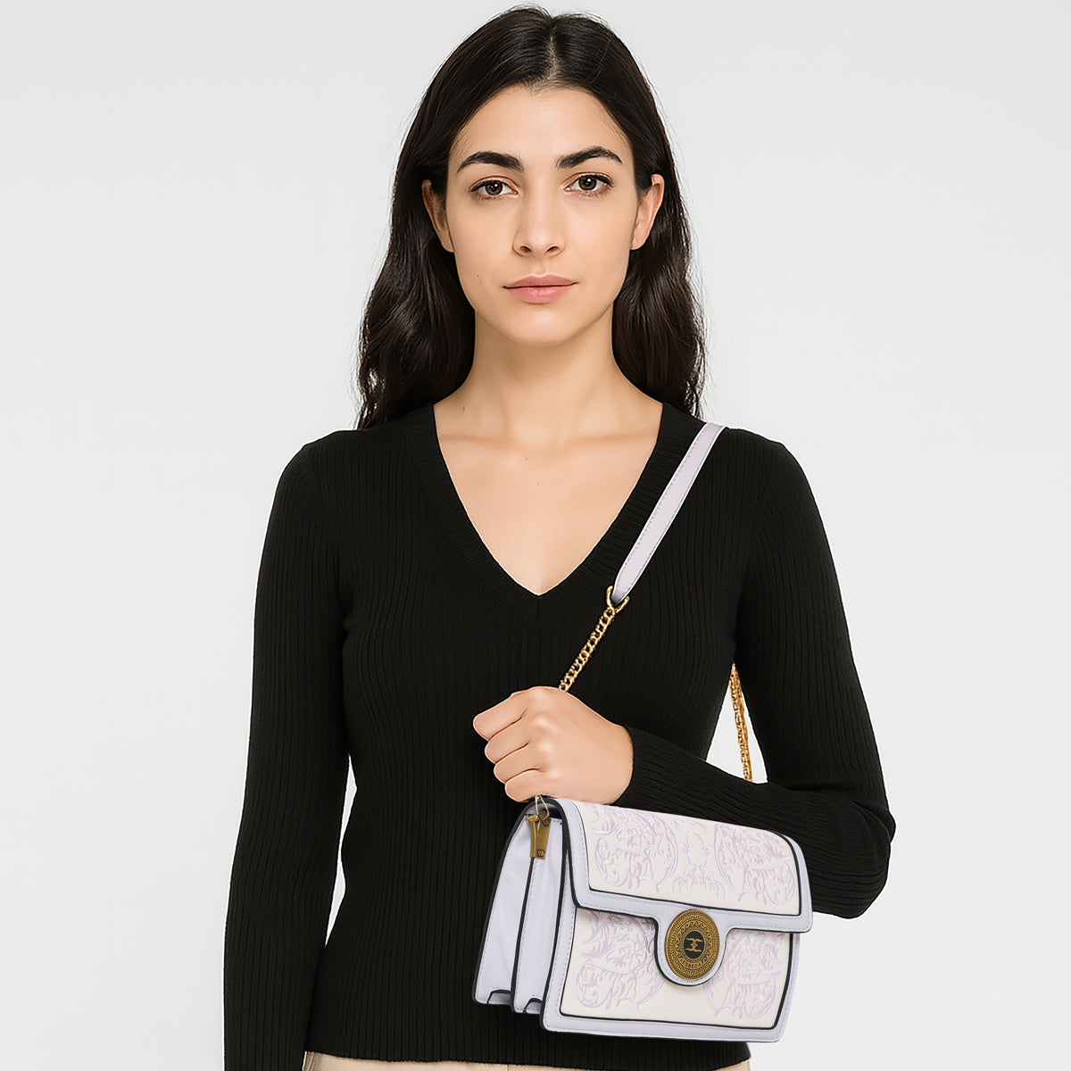 Monochrome  Embroidered Sling Bag For Womens