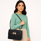 Floral Embroidery Structured Handbag For Womens