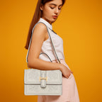 Floral Embroidery Structured Handbag For Womens