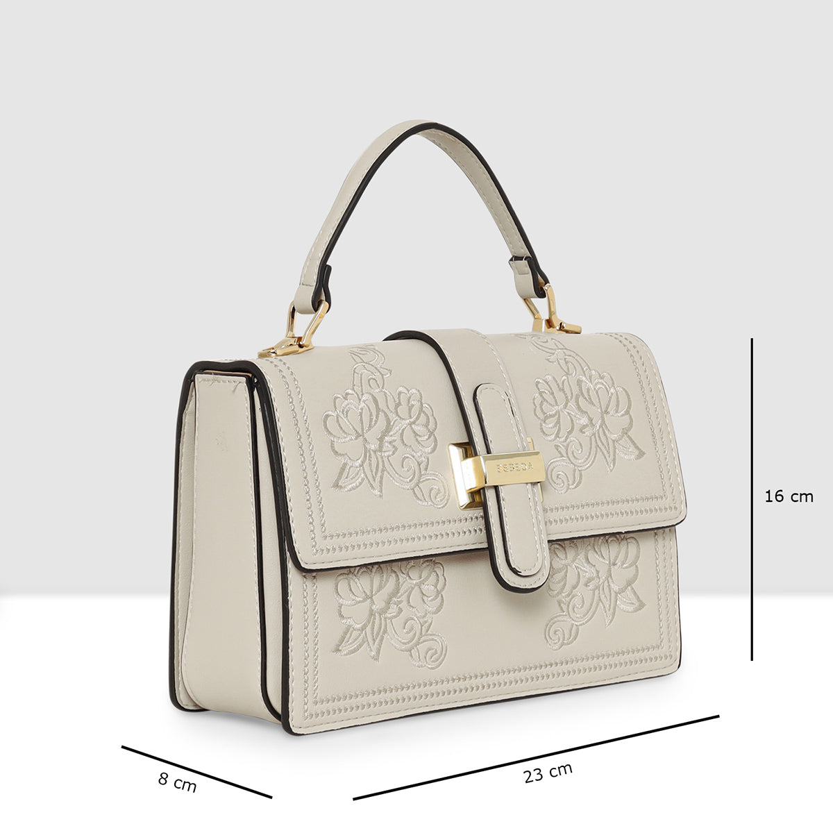 Floral Embroidery Structured Handbag For Womens