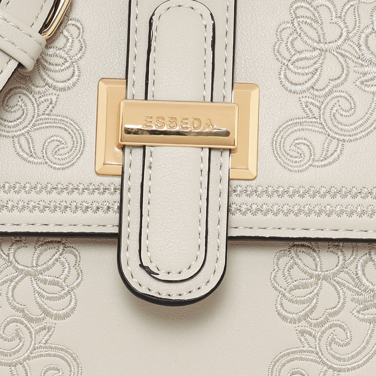Floral Embroidery Structured Handbag For Womens