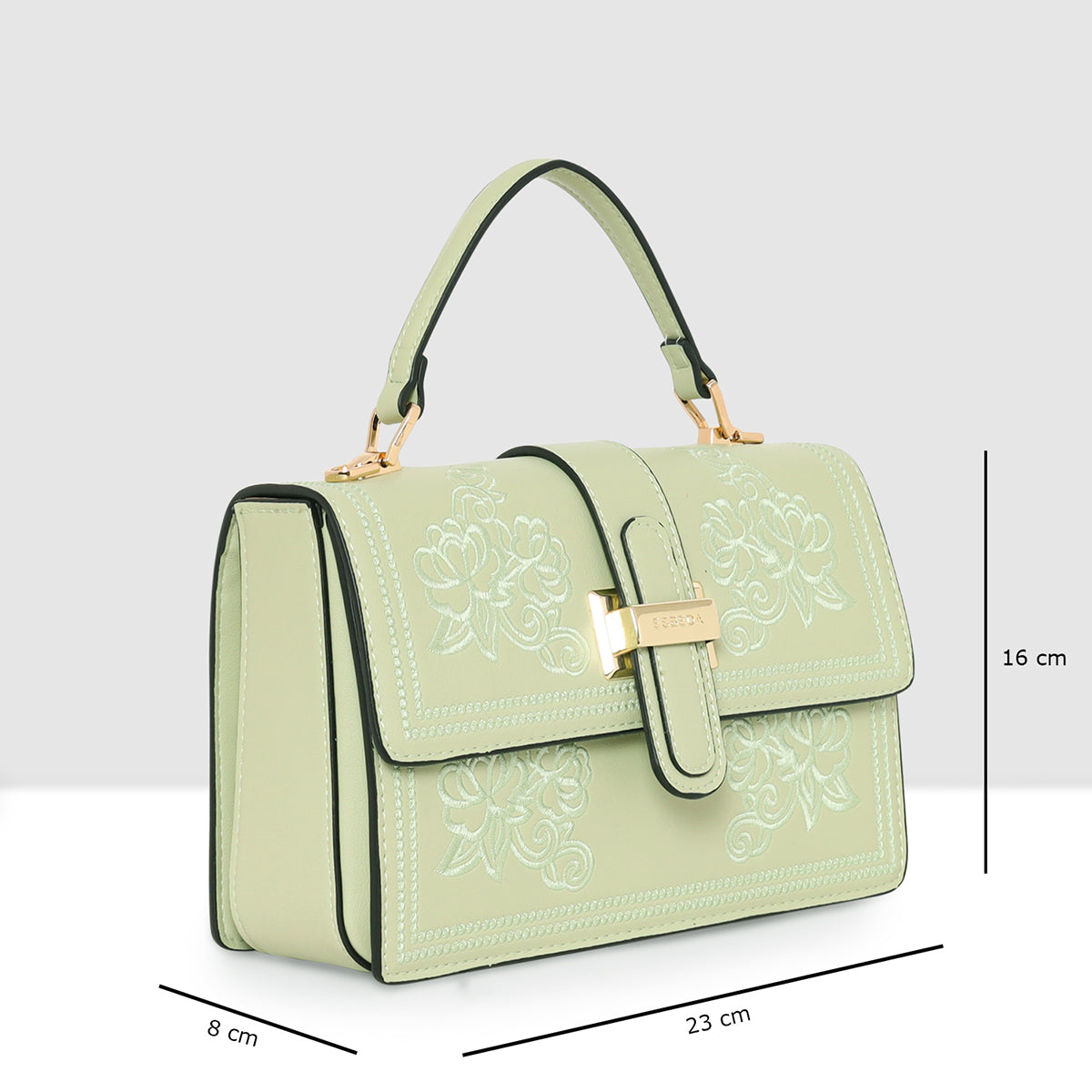 Floral Embroidery Structured Handbag For Womens