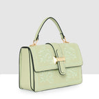 Floral Embroidery Structured Handbag For Womens