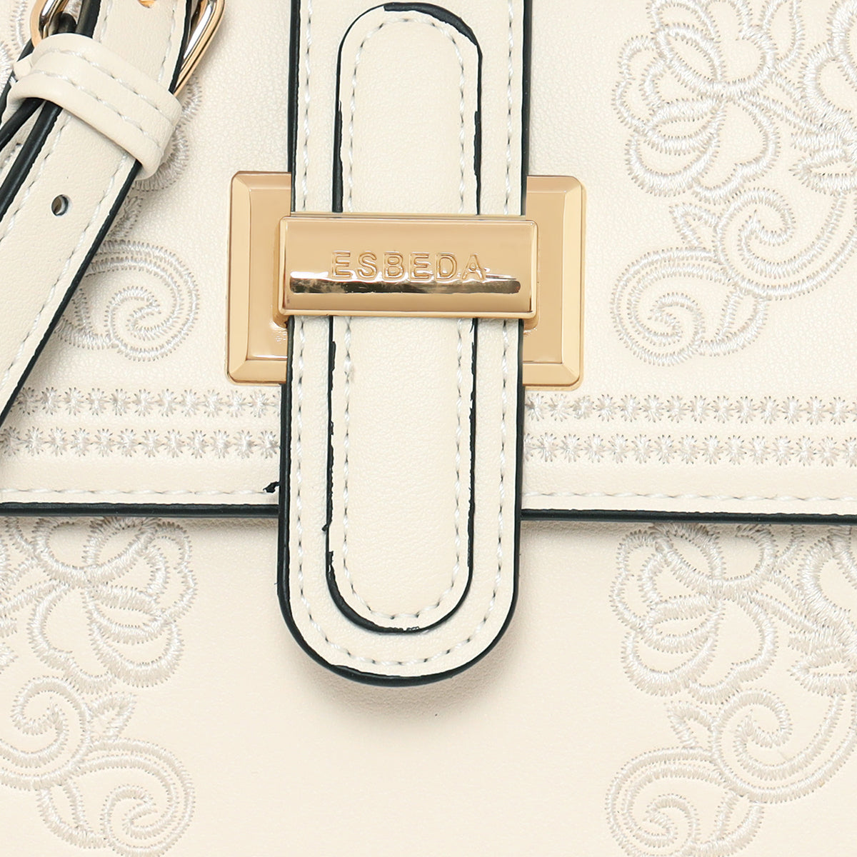 Floral Embroidery Structured Handbag For Womens