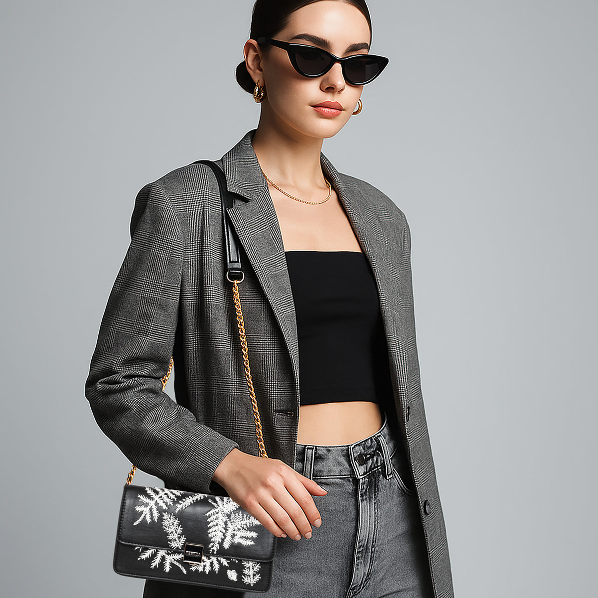 Leaf Embroidery Crossbody Sling bag For Womens