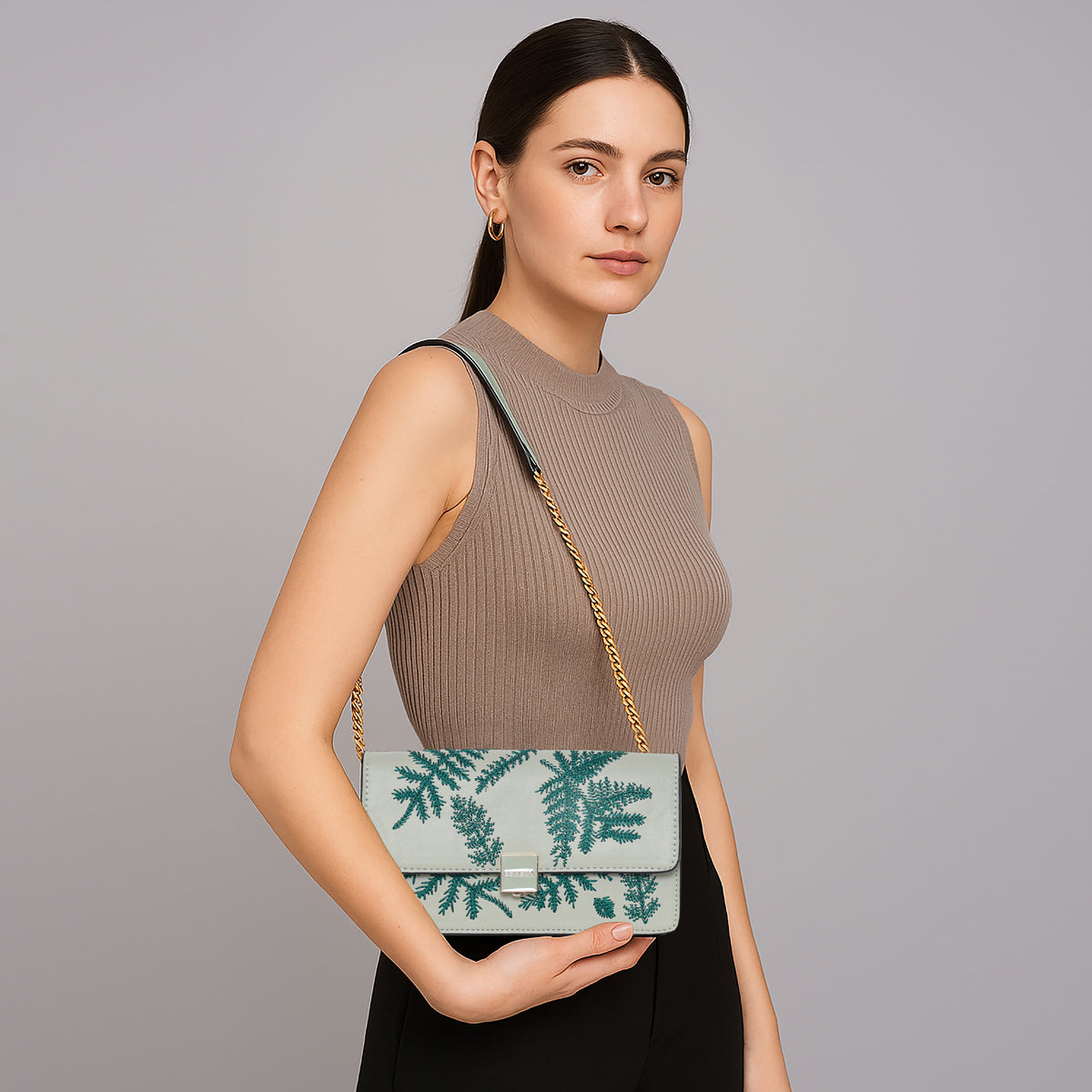 Leaf Embroidery Crossbody Sling bag For Womens