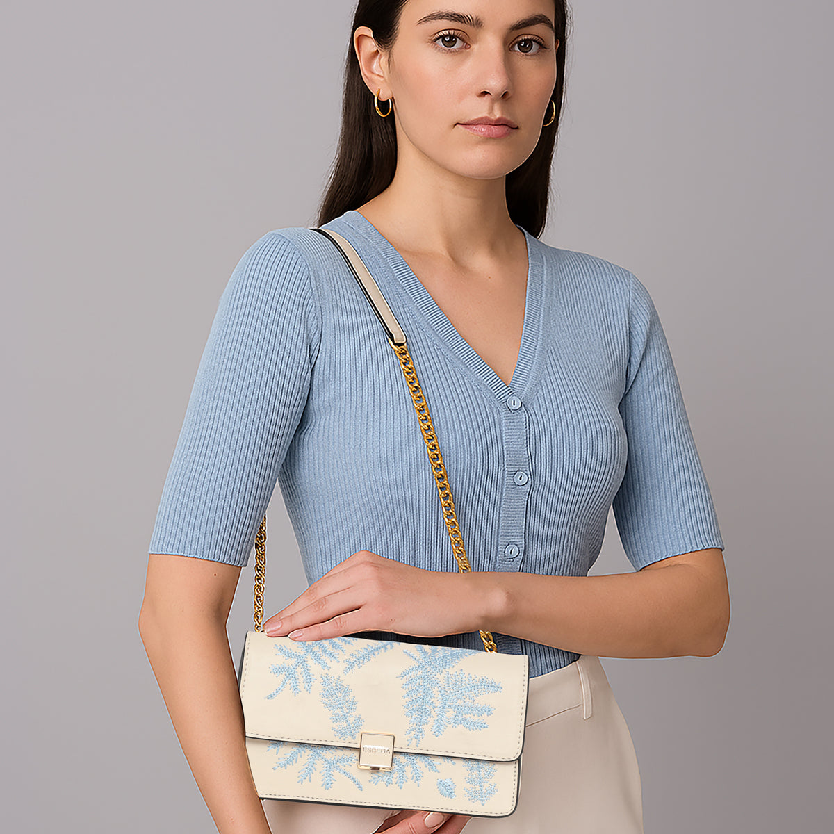 Leaf Embroidery Crossbody Sling bag For Womens