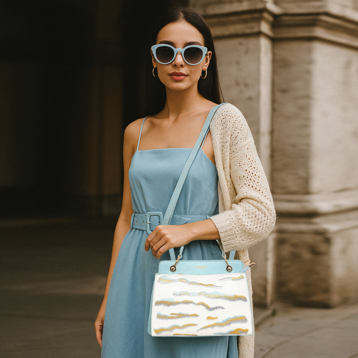 Embroidery Pattern Artistic Top-Handle Handbag For Womens