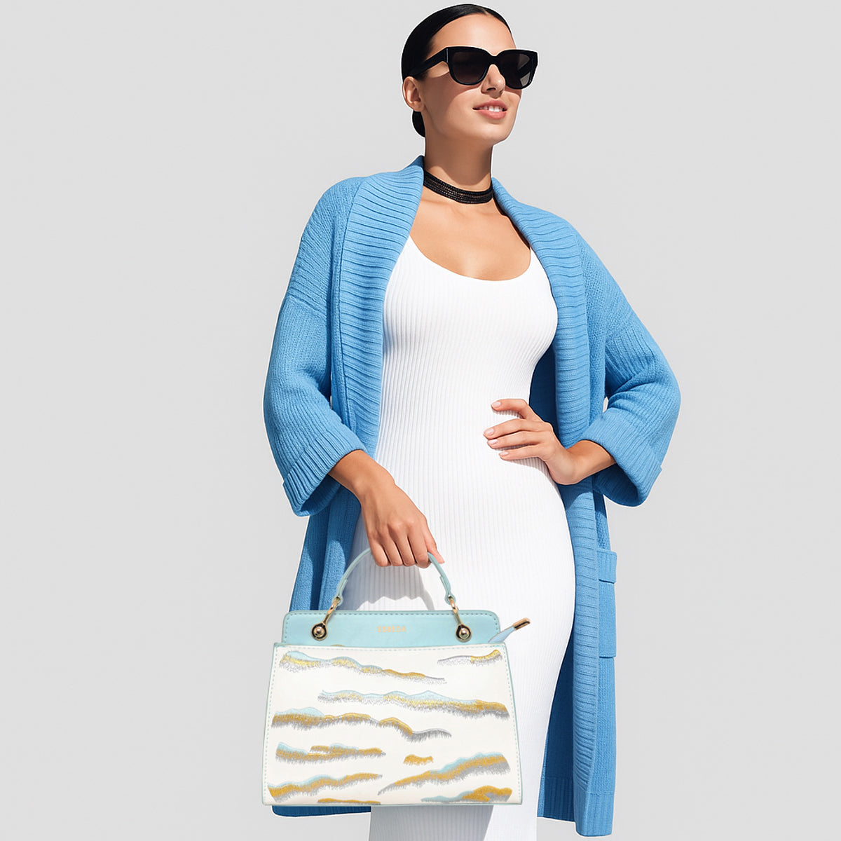 Embroidery Pattern Artistic Top-Handle Handbag For Womens