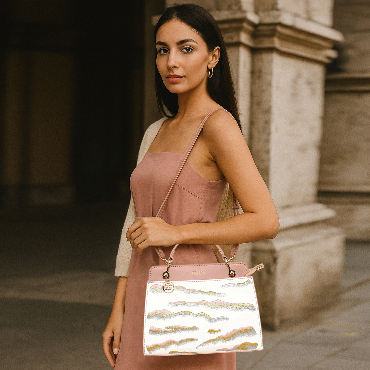 Embroidery Pattern Artistic Top-Handle Handbag For Womens
