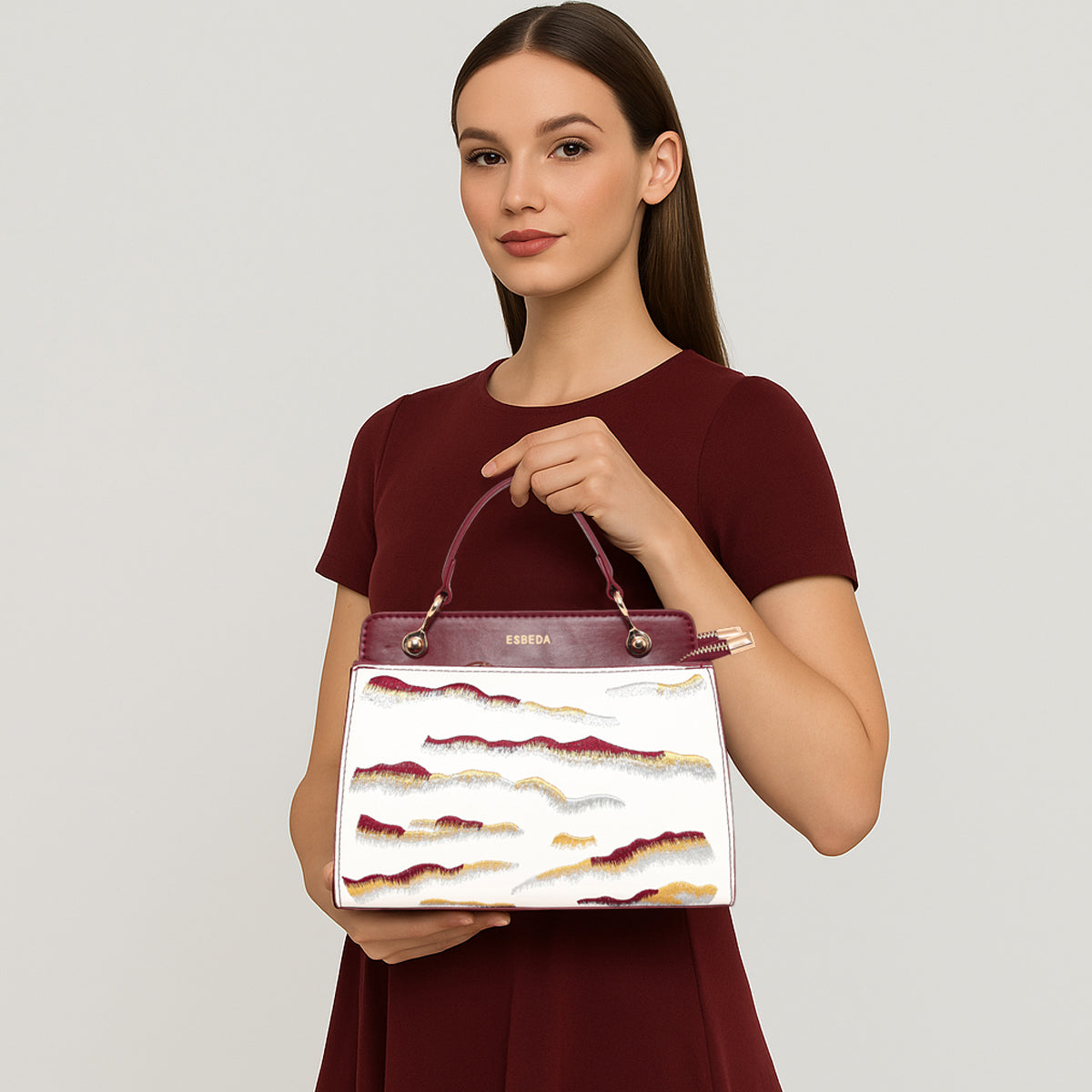 Embroidery Pattern Artistic Top-Handle Handbag For Womens