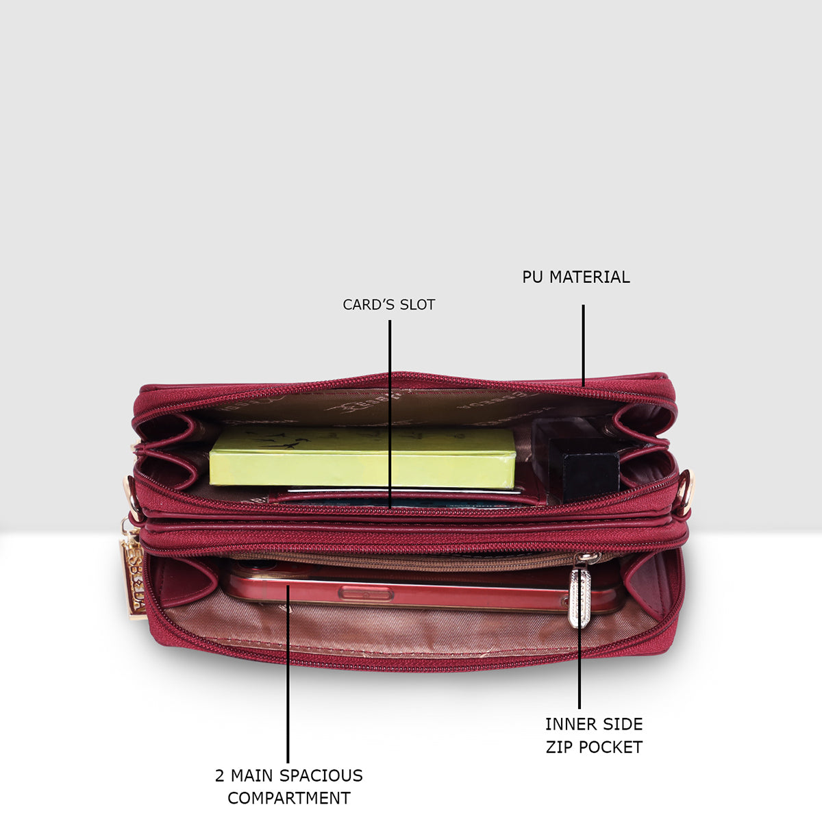 Ruby Charm Wallet Slingbag For Womens