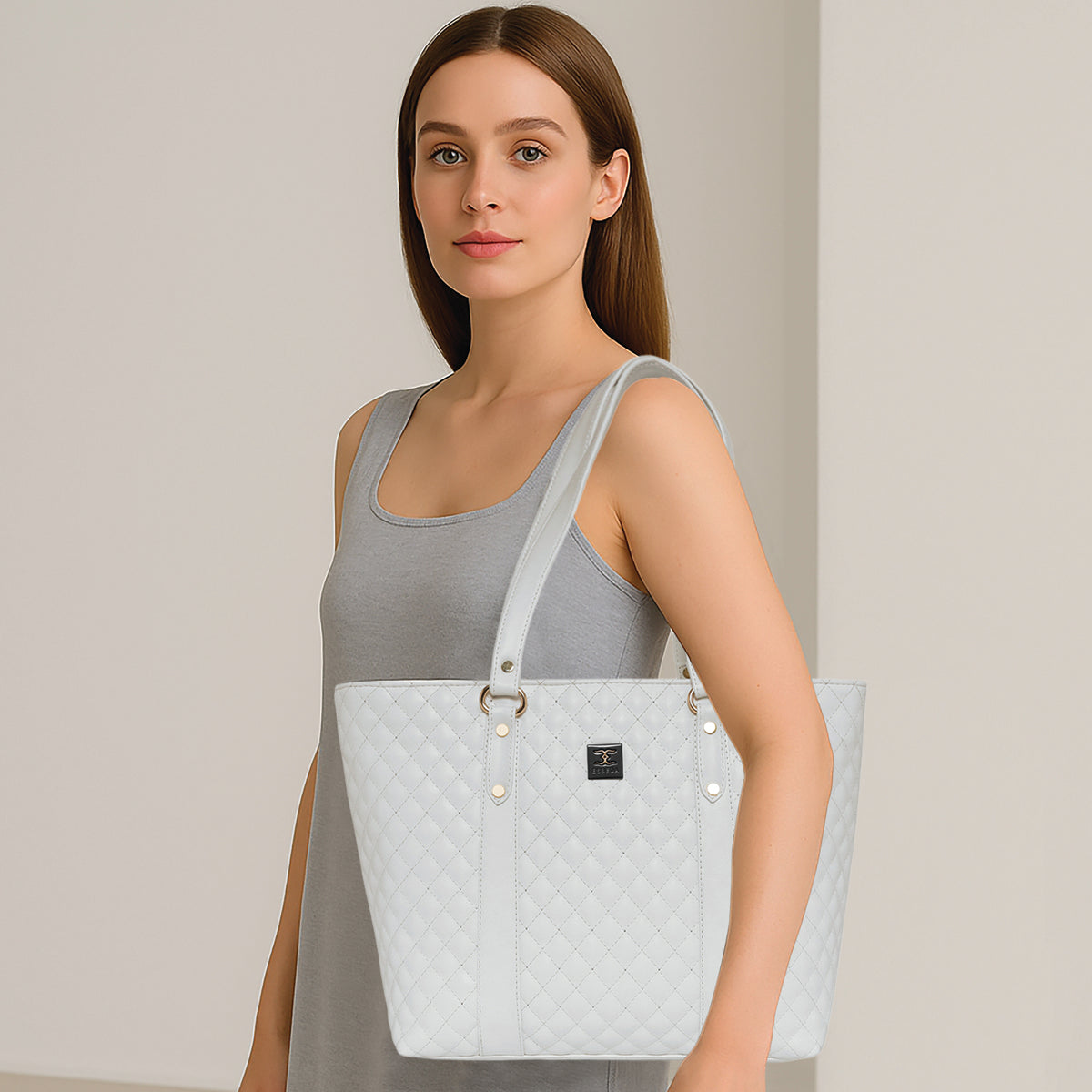 Quilted Classic Pattern Office Handbag For Womens