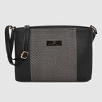 Dual-Zip Textured Sling Bag For Womens