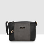Dual-Zip Textured Sling Bag For Womens