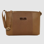 Dual-Zip Textured Sling Bag For Womens