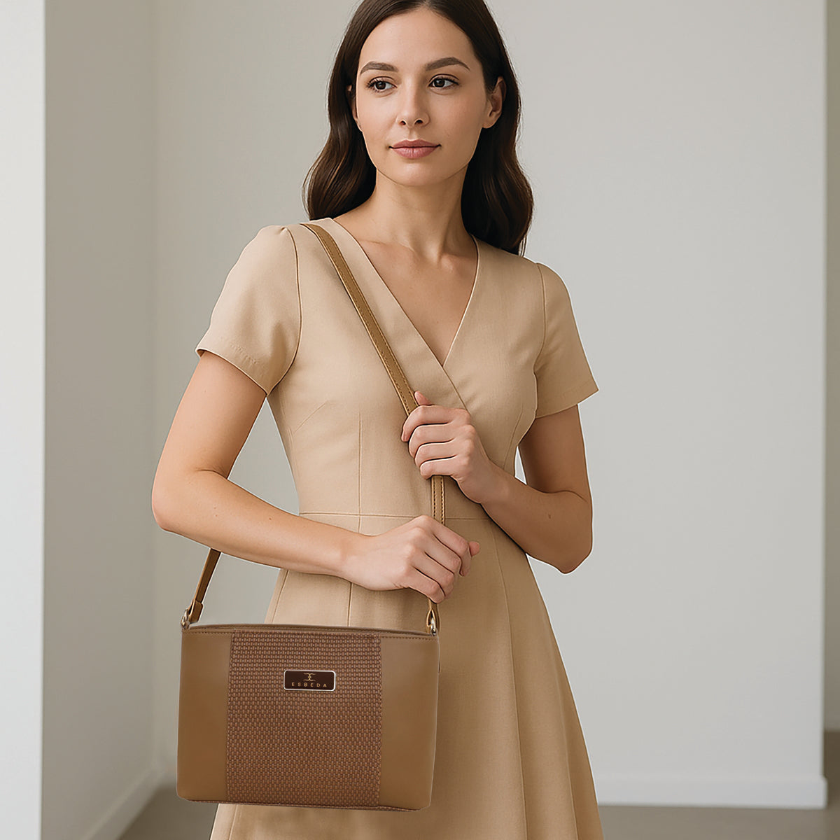 Dual-Zip Textured Sling Bag For Womens