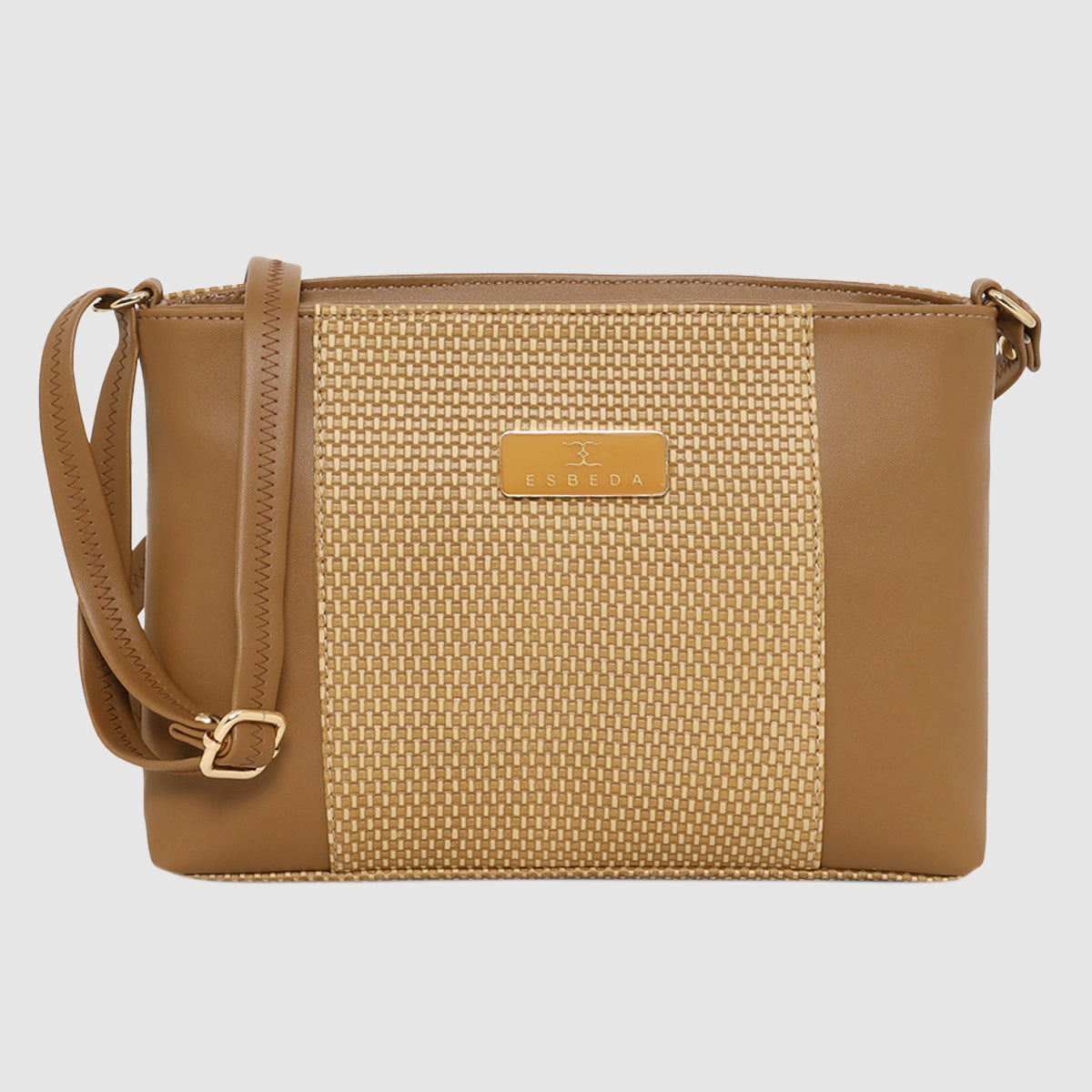 Dual-Zip Textured Sling Bag For Womens