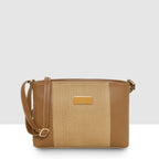 Dual-Zip Textured Sling Bag For Womens
