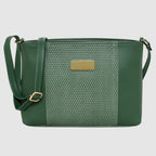 Dual-Zip Textured Sling Bag For Womens